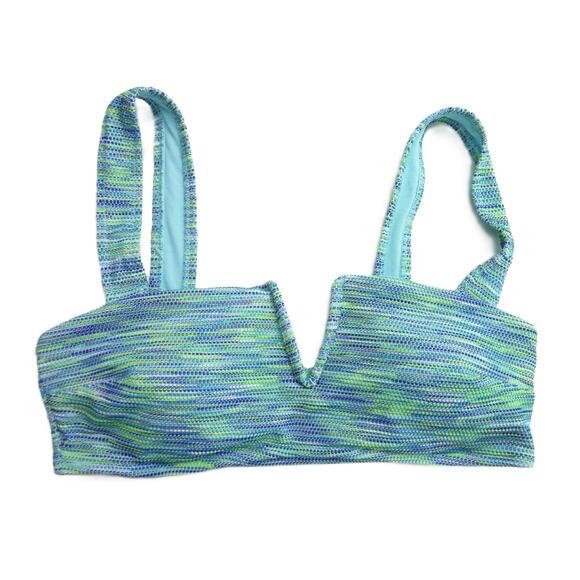 NWOT Aerie Green & Blue Space Dye V Wire Bandeau Bralette Bikini Top Size S - Picture 1 of 6